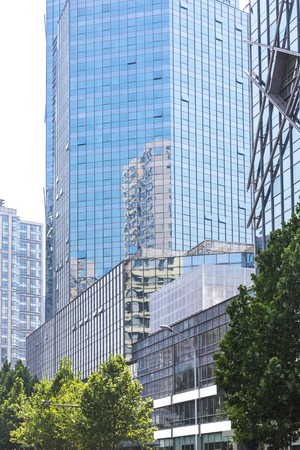 detail shot of modern architecture facade,business concepts,shot in city of China.のeditorial素材