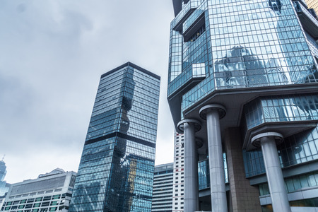 Up looking Skyscrapers with skyline in Shanghai financial district.のeditorial素材