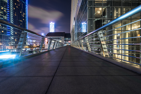 view of footbridge at night in city of China.の写真素材