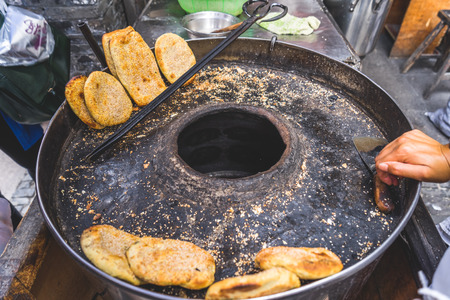 detail of chinese traditional sesame cake.
