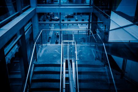 detail shot of escalator in modern buildings or subway station.のeditorial素材