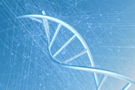 3d rendering, DNA with blue backgroundの写真素材