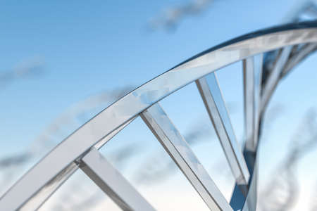 3d rendering, DNA with blue backgroundの写真素材