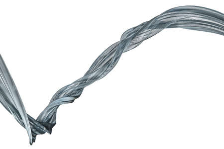 3d rendering, blue metalic wave surface