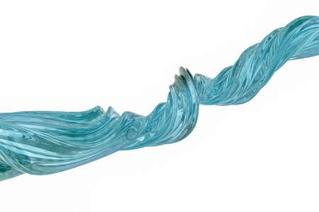 3d rendering abstract transparent cyan silk