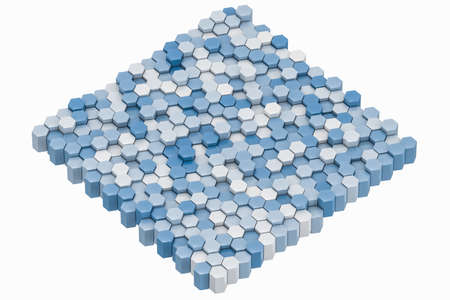 3d rendering, white hexagon pillar