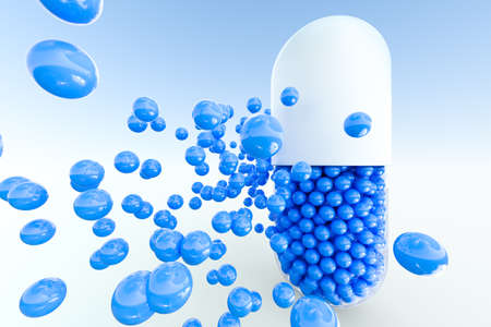 capsules with spheres, 3d rendering