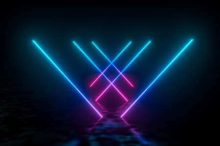 colorful glowing lines, 3d renderingの写真素材