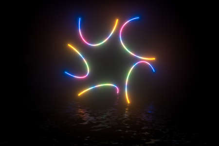 colorful glowing lines, 3d renderingの写真素材