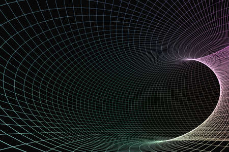 Computer digital drawing, dark background, curve lines