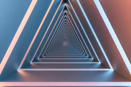 Computer digital drawing, white background, triangle tunnel