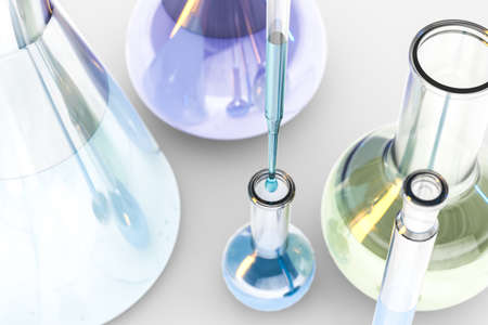 3d rendering, Chemical vessels in the laboratory, computer digital image