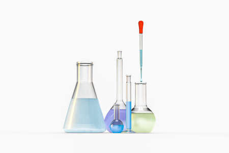 3d rendering, Chemical vessels in the laboratory, computer digital image