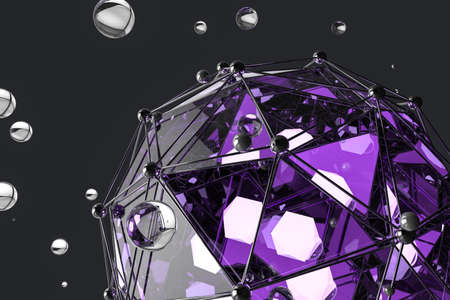 3d rendering, creative triangle polygon construction, dark background, computer digital image