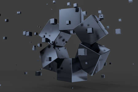 3d rendering, creative cubes with sense of science and technology, computer digital image