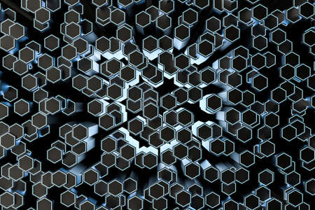 3d rendering, dark hexagonal background, sci-fi background, computer digital backgroundの写真素材