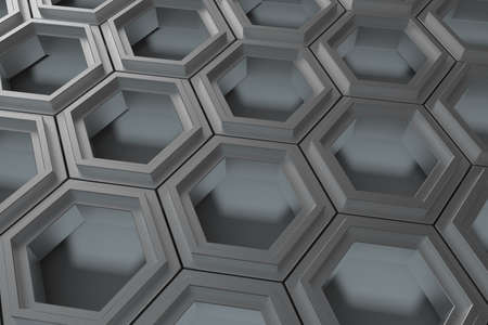 3d rendering, dark hexagonal background, sci-fi background, computer digital backgroundの写真素材