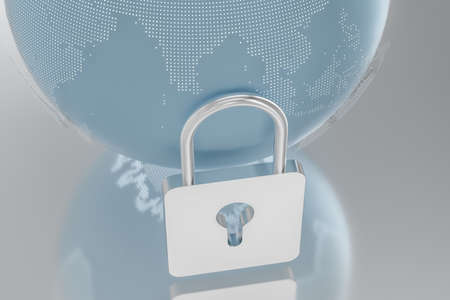 3d rendering, metal lock with digital concept background, computer digital backgroundの写真素材