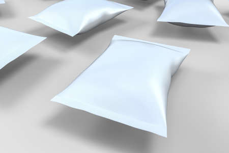 3d rendering, white packing bags with white background, computer digital imageの写真素材