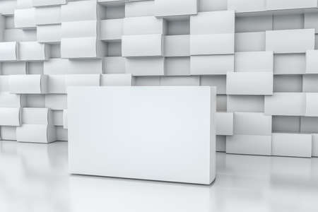 3d rendering, white packing boxes with white background, computer digital image