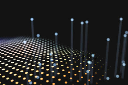 3d rendering, flow dot with gradient background, computer digital backgroundの写真素材