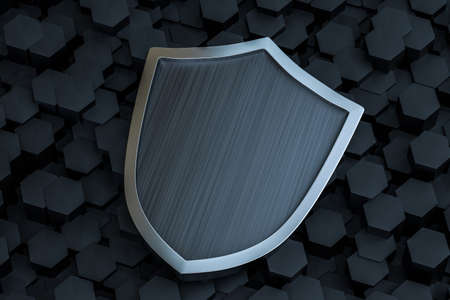 3d rendering, a defense shield with technological background, computer digital background
