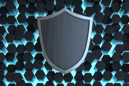 3d rendering, a defense shield with technological background, computer digital backgroundの写真素材