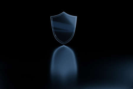 3d rendering, a defense shield with technological background, computer digital backgroundの写真素材