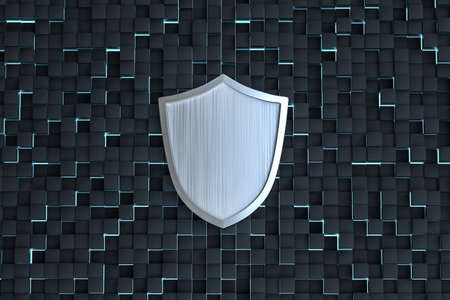 3d rendering, a defense shield with technological background, computer digital backgroundの写真素材
