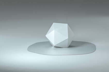 3d rendering, creative melted geometry with white background, concept of creative art