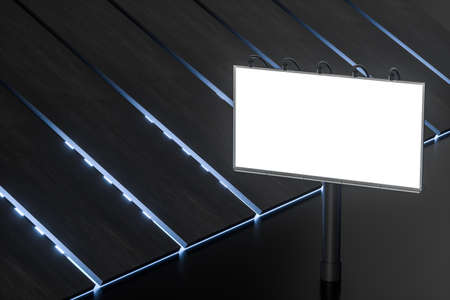 3d rendering, blank advertising board In the night scene. Computer digital image.の写真素材