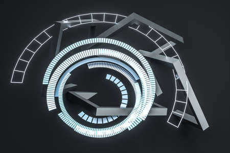 3d rendering, dark creative polygon elements. Computer digital background