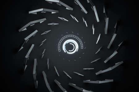 3d rendering, dark creative polygon elements. Computer digital background