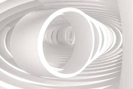 3d rendering, white interior building structure. Computer digital backgroundの写真素材