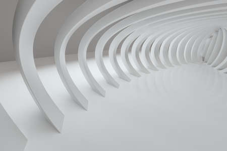 3d rendering, white interior building structure. Computer digital backgroundの写真素材