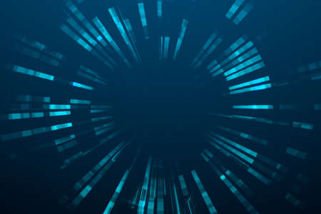 3d rendering, blue diverging technological lines. Computer digital image.