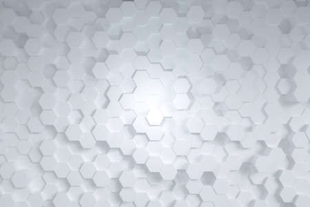 3d rendering, white hexagon cubes background