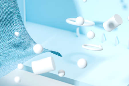 3d rendering, relaxing tint color room with creative shapes. Computer digital background.