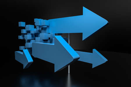 3d rendering, 3d model of arrow, the concept of development and direction. Computer digital image.の写真素材