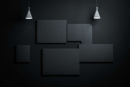 3d rendering, the exhibition wall with exquisite top light. Computer digital background.