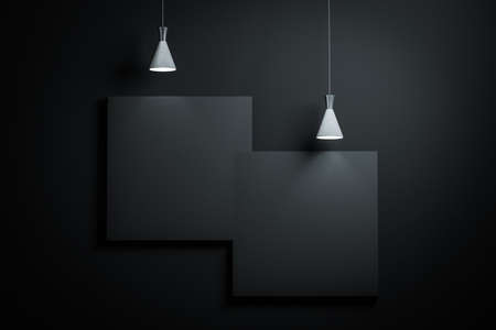 3d rendering, the exhibition wall with exquisite top light. Computer digital background.の写真素材