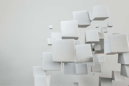 3d rendering, creative cubes with warped shape. Computer digital imageの写真素材