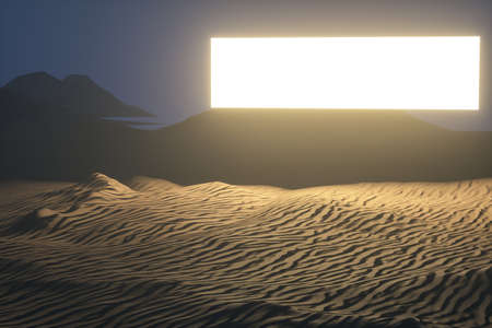 3d rendering, the wide desert, with stripes shapes. Computer digital image.の写真素材