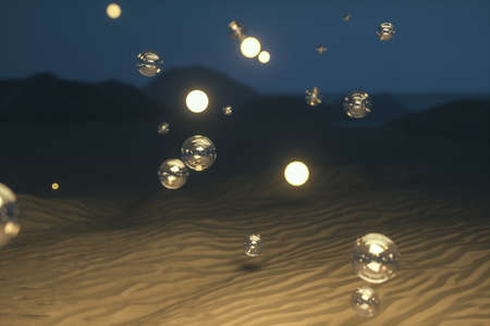 3d rendering, the wide desert, with stripes shapes. Computer digital image.の写真素材
