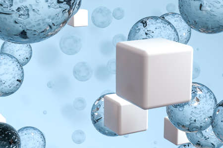 3d rendering, drop of water with light blue background. Computer digital background.の写真素材