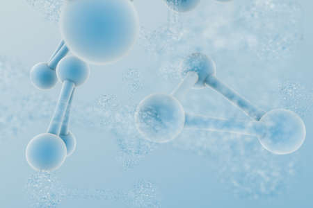 3d rendering, blue chemical formula with particle effects. Computer digital image.