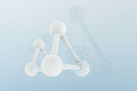 3d rendering, blue chemical formula with particle effects. Computer digital image.