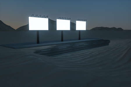 3d rendering, advertising billboard on the side of road. Computer digital image.