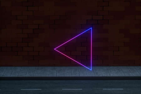 The glowing neon with brick wall background, 3d rendering. Magic color and retro style.