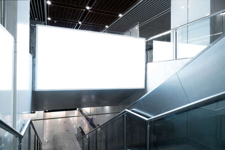The blank billboard in the underground, poster template. Shot in the metro station in the city center.のeditorial素材